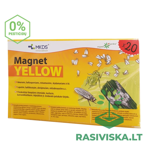 MINI MAGNET YELLOW (20X12 CM) – BALTASPARNIŲ, AMARŲ, BLAKUČIŲ GAUDYKLĖS, 20 VNT