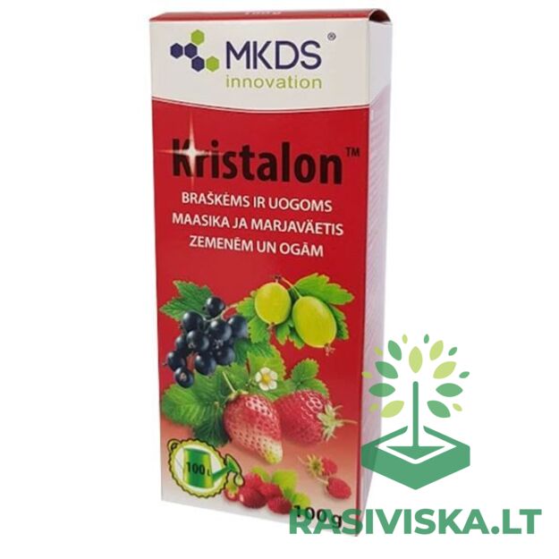 KRISTALON, RAUDONAS – TRĄŠOS BRAŠKĖMS IR UOGINIAMS AUGALAMS, 100 G