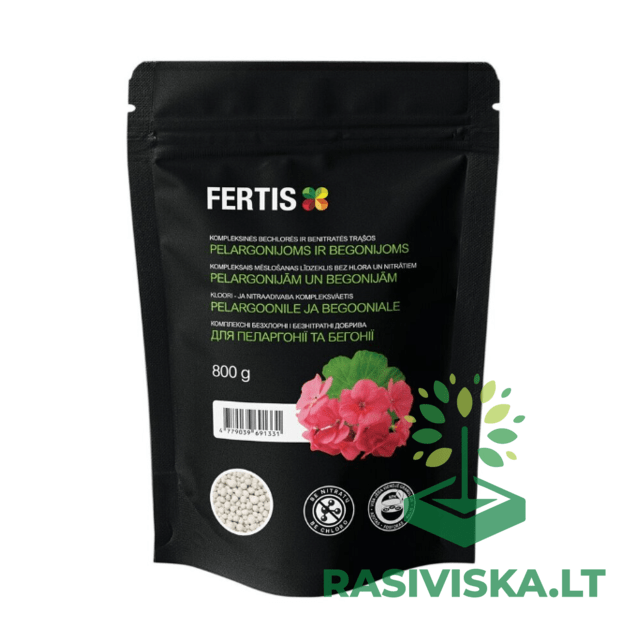 Fertis kompleksinės bechlorės ir benitratės trąšos Pelargonijoms ir begonijoms, 800g