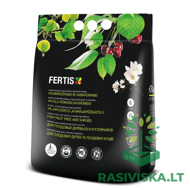 FERTIS kompleksinės bechlorės ir benitratės trąšos vaismedžiams ir vaiskrūmiams, 5kg