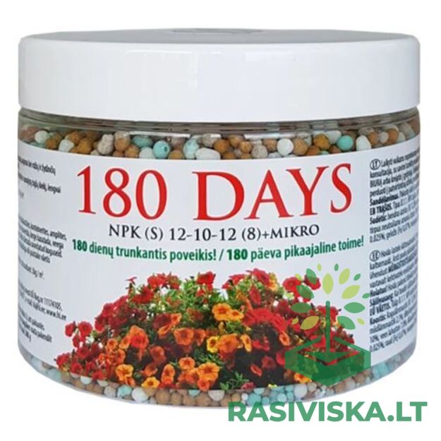 180 DAYS ILGO POVEIKO TRĄŠOS ŽYDINTIEMS AUGALAMS, 500 G