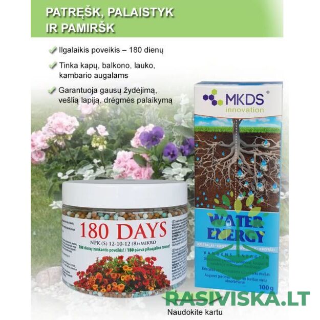 180 DAYS ILGO POVEIKO TRĄŠOS ŽYDINTIEMS AUGALAMS, 500 G