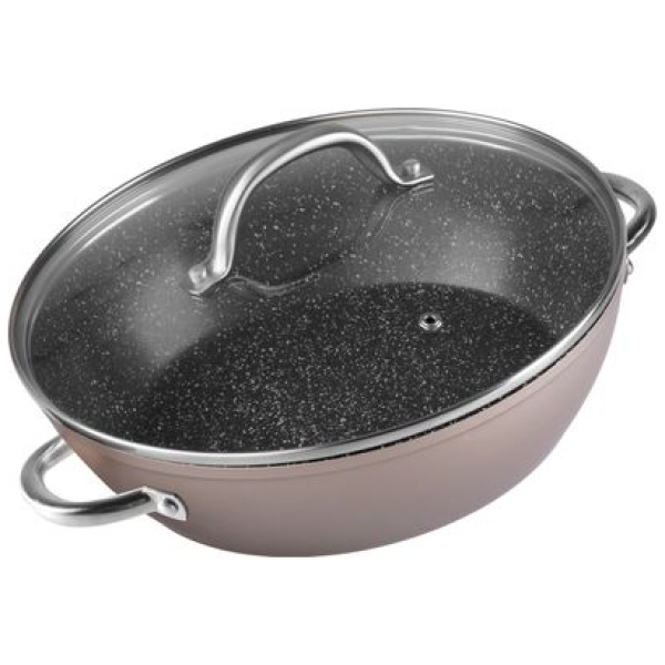 801735 Puodas MagicHome Coffee Brown Line, negilus, 26 cm, 2800 ml, su dangčiu, orkaitėje atsparus indas