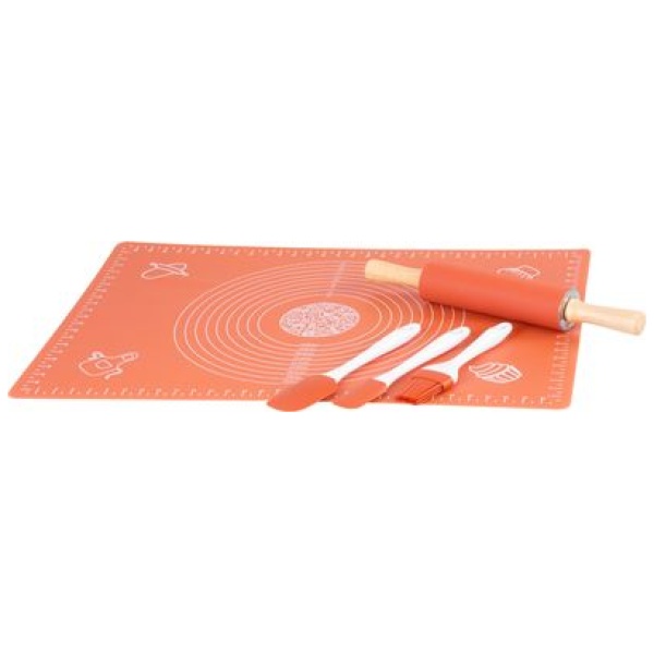801887 MagicHome kepimo rinkinys, 5 dalių rinkinys, silikoninis šepetėlis, 2x mentelė, kočėlas, kilimėlis