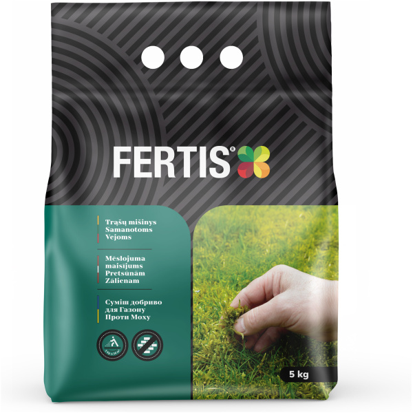 Exclusive Mockups for Branding and Packaging Design Trąšų mišinys Samanotoms Vejoms FERTIS, 5kg