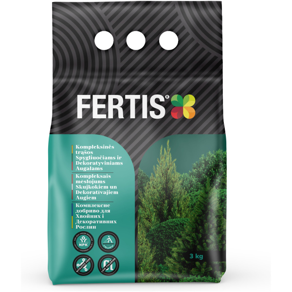 Kompleksinės trąšos Spygliuočiams ir dekoratyviniams augalams FERTIS, 3kg