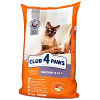 CLUB 4 PAWS PREMIUM Suaugusioms katėms Indoor 4 in 1 su ėriena 14kg