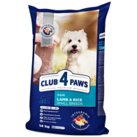 CLUB 4 PAWS PREMIUM Suaugusiems mažos veislės šunims Su ėriena ir ryžiais 14kg