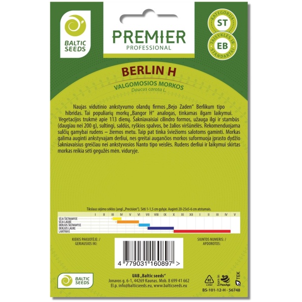 Burkāni BERLIN H (F1), 600 sēklas