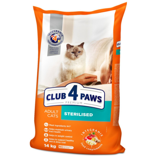 sterilizuotems Club 4 Paws Sterilised sausas pašaras sterilizuotoms katėms 14kg
