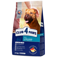 visi ėriena CLUB 4 PAWS PREMIUM Suaugusiems šunims Su ėriena ir ryžiais 14kg