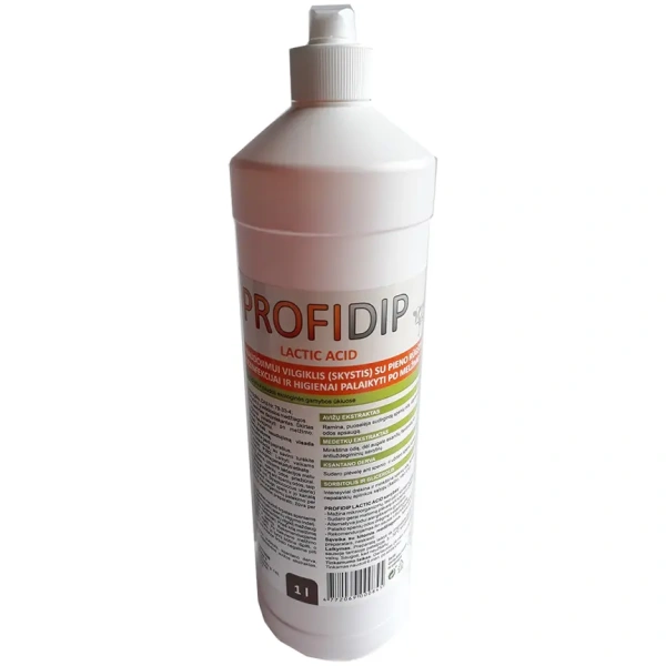 4772069000845_1_PROFIDIP-ar-pienska84bi-Lactic-acid-(pe84c-slauks8C PROFIDIP IODINE spenių vilgiklis po melžimo 1L-5l-20L