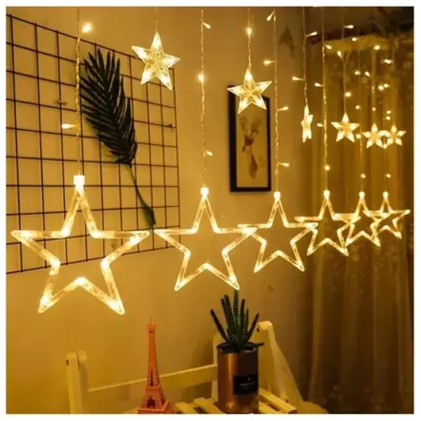 LED girlianda užuolaida „žvaigždės“ – šiltai balta 3,6 metrų