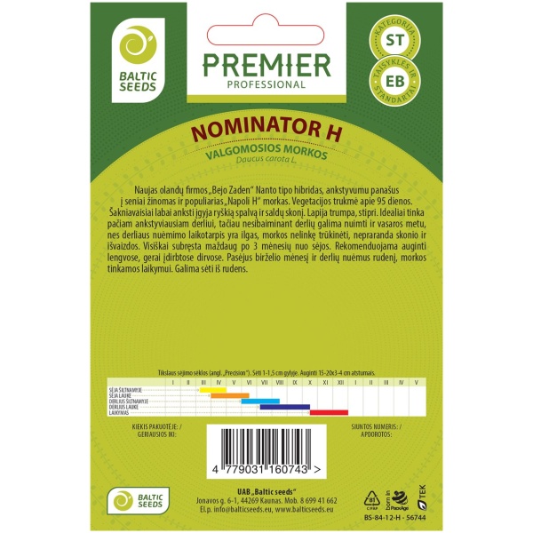 Morkos NOMINATOR H (F1), 600 sėklų