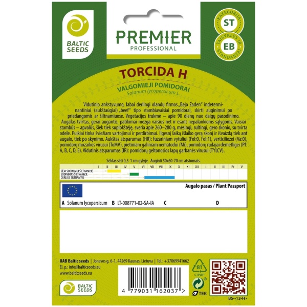 Pomidorai TORCIDA H (F1), 8 sėklos
