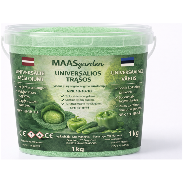 Universalios trąšos „MAASgarden“ (NPK 18-18-18+ mikro) bechloro