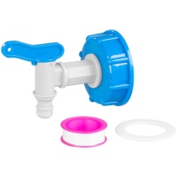 Vožtuvas, sodo, 3/4", 16 mm, su IBC bako reduktoriumi, PVC