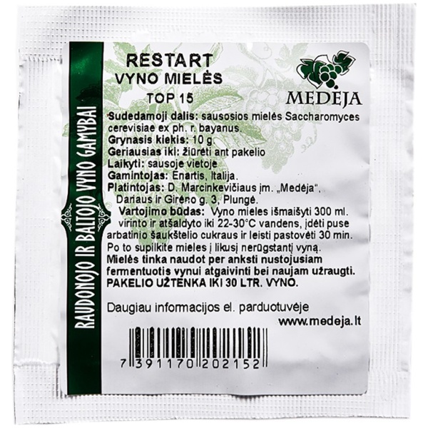 Medėja RESTART vyno mielės Top-15