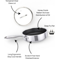 MASTERPAN nerūdijančio plieno gili keptuvė su dangčiu 28cm, MP-2339