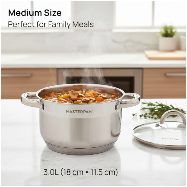 MASTERPAN nerūdijančio plieno puodų rinkinys, 6 dalys, MP-5005