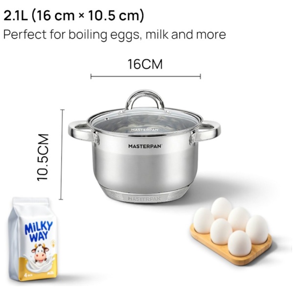 MASTERPAN nerūdijančio plieno puodų rinkinys, 6 dalys, MP-5004