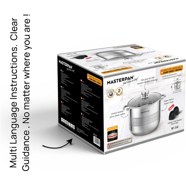 MASTERPAN nerūdijančio plieno puodas 16,2L , 30cm. MP-5148
