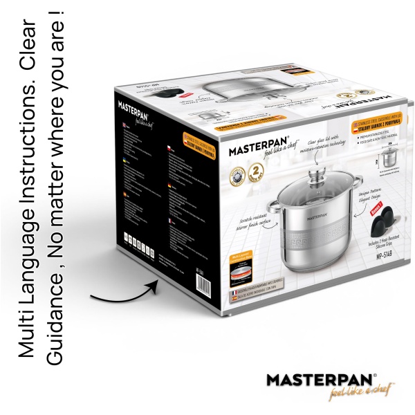 MP-5149.18 MASTERPAN nerūdijančio plieno puodas 19,3L , 32cm. MP-5149