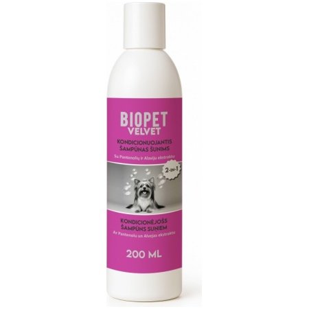 BIOPET "Velvet" 2-1 kondicionuojantis šampūnas šunims, 200ml