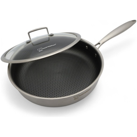 MASTERPAN nerūdijančio plieno gili keptuvė su dangčiu 26cm, MP-2389